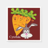 紙ナプキンス、ニンジンうさぎ スタンダードカクテルナプキン (正面)