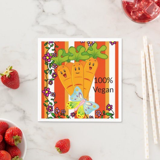 紙ナプキンス、ニンジン蝶100%ビーガン スタンダードカクテルナプキン (インサイチュ)