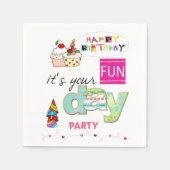 紙ナプキンス、ハッピーバースデーおもしろいカップケーキ スタンダードカクテルナプキン (正面)
