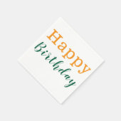 紙ナプキンス、ハッピーバースデーオレンジグリーン スタンダードカクテルナプキン (角)