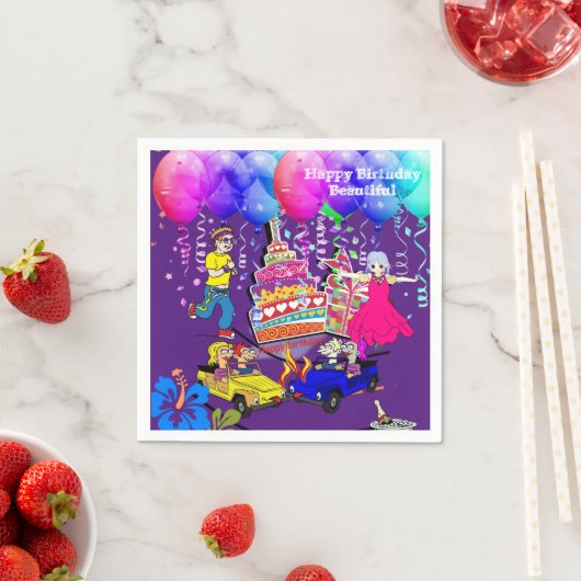 紙ナプキンス、ハッピーバースデーオーバーザヒル スタンダードカクテルナプキン (インサイチュ)