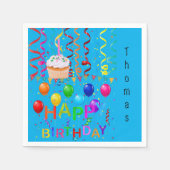 紙ナプキンス、ハッピーバースデーカップケーキ スタンダードカクテルナプキン (正面)