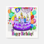 紙ナプキンス、ハッピーバースデーケーキ スタンダードカクテルナプキン (正面)