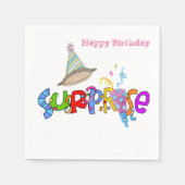 紙ナプキンス、ハッピーバースデーサプライズナプキンス スタンダードカクテルナプキン (正面)
