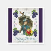 紙ナプキンス、ハッピーバースデービクトリアンブドウ スタンダードカクテルナプキン (正面)