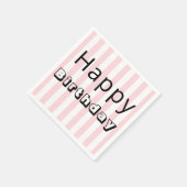 紙ナプキンス、ハッピーバースデーピンクストライプ スタンダードカクテルナプキン (角)