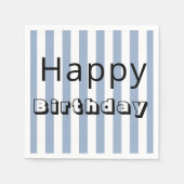紙ナプキンス、ハッピーバースデーブルーストライプ スタンダードカクテルナプキン (正面)