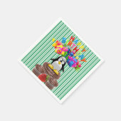 紙ナプキンス、ハッピーバースデーペンギンストライプ スタンダードカクテルナプキン (角)