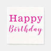 紙ナプキンス、ハッピーバースデーホットピンク スタンダードカクテルナプキン (正面)