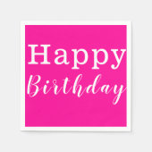 紙ナプキンス、ハッピーバースデーホットピンク スタンダードカクテルナプキン (正面)