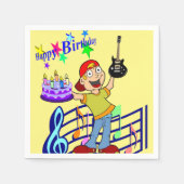 紙ナプキンス、ハッピーバースデーボーイギター音楽 スタンダードカクテルナプキン (正面)