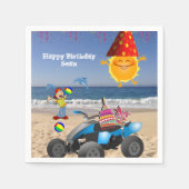 紙ナプキンス、ハッピーバースデーボーイビーチサン スタンダードカクテルナプキン (正面)