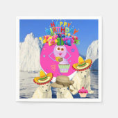 紙ナプキンス、ハッピーバースデーポーラベア スタンダードカクテルナプキン (正面)