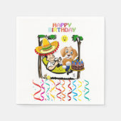 紙ナプキンス、ハッピーバースデーマンドッグ紙吹雪 スタンダードカクテルナプキン (正面)