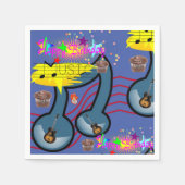 紙ナプキンス、ハッピーバースデーミュージックギター スタンダードカクテルナプキン (正面)