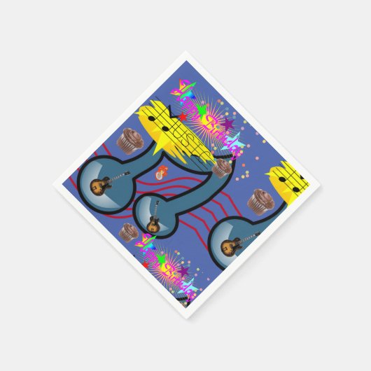 紙ナプキンス、ハッピーバースデーミュージックギター スタンダードカクテルナプキン (角)