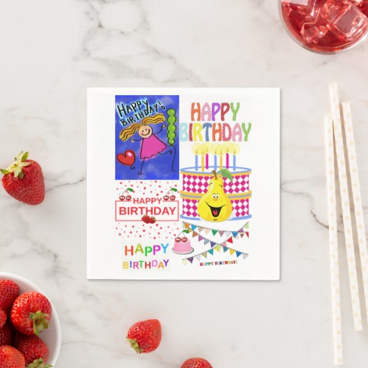 紙ナプキンス、ハッピーバースデー極地 スタンダードカクテルナプキン (インサイチュ)