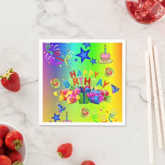 紙ナプキンス、ハッピーバースデー スタンダードカクテルナプキン (インサイチュ)