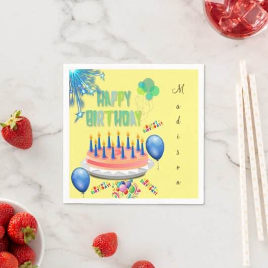 紙ナプキンス、ハッピーバースデー スタンダードカクテルナプキン (インサイチュ)