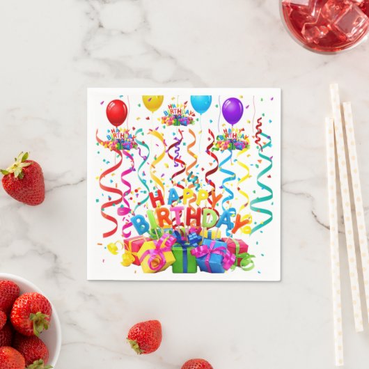 紙ナプキンス、ハッピーバースデー スタンダードカクテルナプキン (インサイチュ)