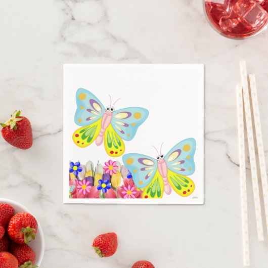 紙ナプキンス、バタフライフローラナプキンス スタンダードカクテルナプキン (インサイチュ)