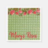 紙ナプキンス、バラグリーン スタンダードカクテルナプキン (正面)