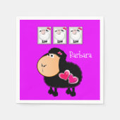 紙ナプキンス、ヒツメピンクハート紫 スタンダードカクテルナプキン (正面)