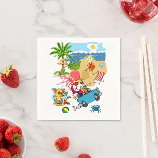 紙ナプキンス、ビーチおもしろいタコ スタンダードカクテルナプキン (インサイチュ)