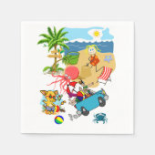 紙ナプキンス、ビーチおもしろいタコ スタンダードカクテルナプキン (正面)