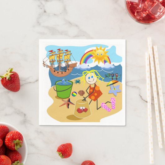 紙ナプキンス、ビーチサンレインボーナプキンス スタンダードカクテルナプキン (インサイチュ)