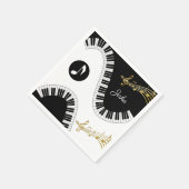 紙ナプキンス、ピアノホワイトブラック金ゴールドミュージックノート スタンダードカクテルナプキン (角)