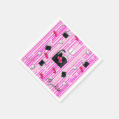 紙ナプキンス、ピンクストライプ色ピンクの口紅 スタンダードカクテルナプキン (角)