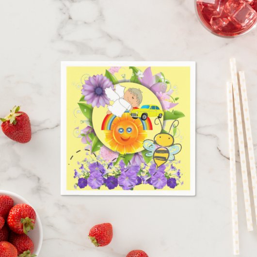 紙ナプキンス、フローライエローベビーエンジェル スタンダードカクテルナプキン (インサイチュ)