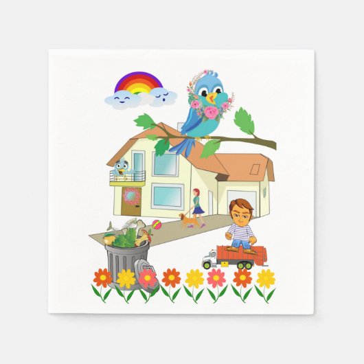 紙ナプキンス、フローラガーベッジマンナプキンス スタンダードカクテルナプキン (正面)