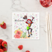 紙ナプキンス、フローラスケートで滑る スタンダードカクテルナプキン (インサイチュ)