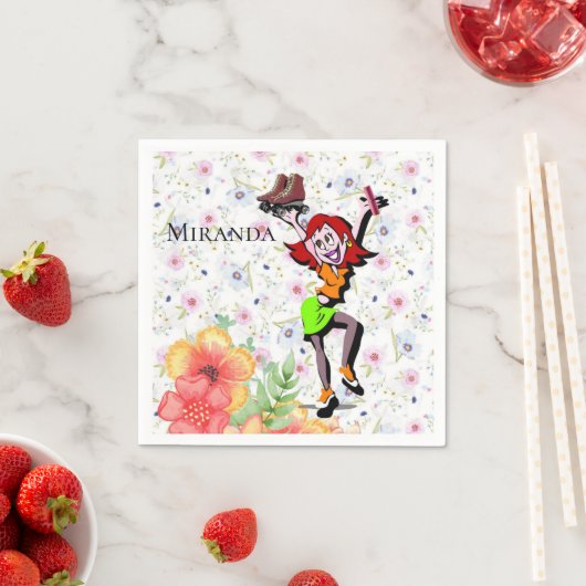 紙ナプキンス、フローラスケートで滑る スタンダードカクテルナプキン (インサイチュ)