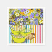 紙ナプキンス、フローラストライプ スタンダードカクテルナプキン (正面)