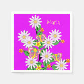 紙ナプキンス、フローラバタフライパープル スタンダードカクテルナプキン (正面)