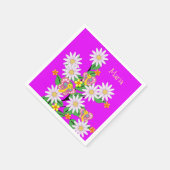 紙ナプキンス、フローラバタフライパープル スタンダードカクテルナプキン (角)