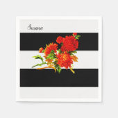 紙ナプキンス、フローラブラックストライプ スタンダードカクテルナプキン (正面)