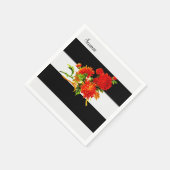 紙ナプキンス、フローラブラックストライプ スタンダードカクテルナプキン (角)