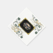 紙ナプキンス、ブラックフローラフラワーズモノグラム スタンダードカクテルナプキン (角)