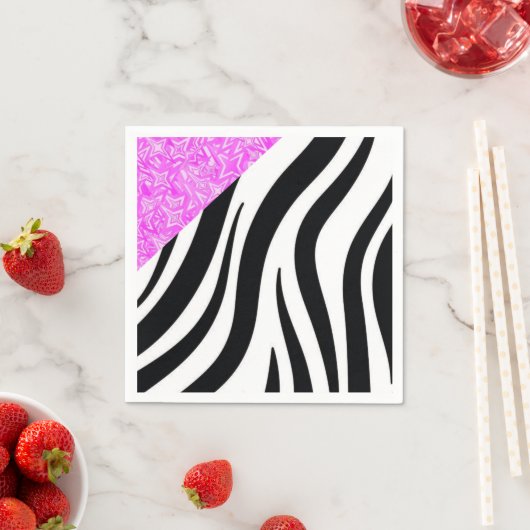 紙ナプキンス、ブラックレオパードピンクナプキンス スタンダードカクテルナプキン (インサイチュ)