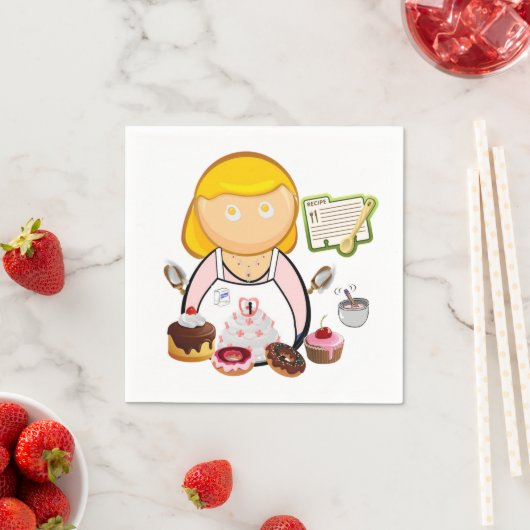 紙ナプキンス、ベーカリーケーキの卵を焼く スタンダードカクテルナプキン (インサイチュ)