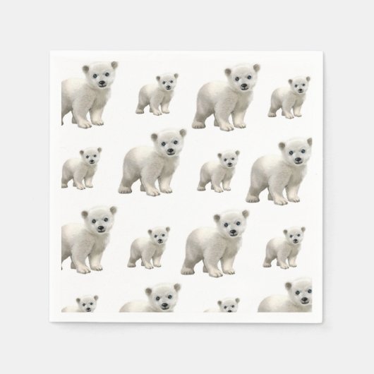 紙ナプキンス、ホワイトポーラベアナプキンス スタンダードカクテルナプキン (正面)