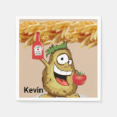 紙ナプキンス、ポテトフランスの、フライドトマト スタンダードカクテルナプキン (正面)