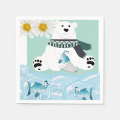 紙ナプキンス、ポーラベアフィッシュアイスフローラナプキンス スタンダードカクテルナプキン (正面)