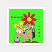 紙ナプキンス、メキシカンドンキードッグフローラ スタンダードカクテルナプキン (正面)