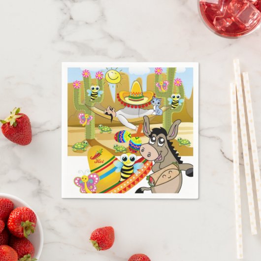 紙ナプキンス、メキシカンマンドンキーバタフライ スタンダードカクテルナプキン (インサイチュ)