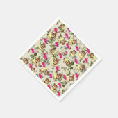 紙ナプキンス、モンキーズバナナピンクハートフローラ スタンダードカクテルナプキン (角)